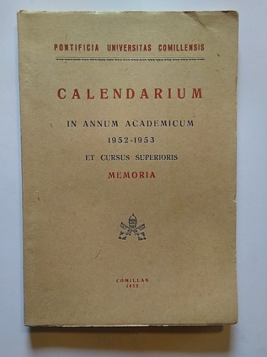 Portada del libro de CALENDARIUM IN ANNUM ACADEMICUM 1952-1953 ET CURSUS SUPERIORIS. MEMORIA