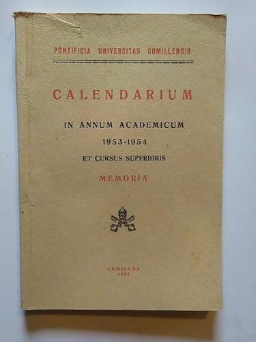 Portada del libro de CALENDARIUM IN ANNUM ACADEMICUM 1953-1954 ET CURSUS SUPERIORIS. MEMORIA