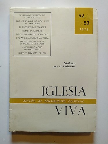 Portada del libro de IGLESIA VIVA 52/53 CRISTIANOS POR EL SOCIALISMO