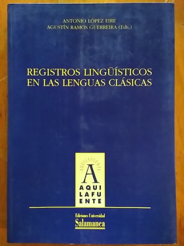 Portada del libro de Registros lingüísticos en las lenguas clásicas. Classica salmanticensia III