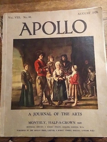 Portada del libro de APOLLO,  A JOURNAL OF THE ARTS. Vol. VIII, No. 44. August 1928