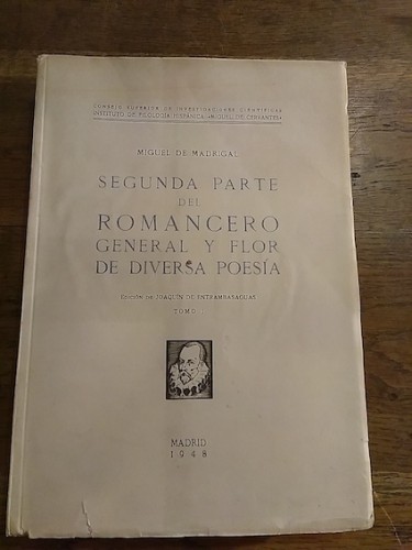 Portada del libro de SEGUNDA PARTE DEL ROMANCERO GENERAL Y FLOR DE DIVERSA POESÍA. Tomo I