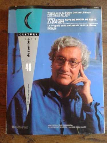 Portada del libro CULTURA. Revista editada per la Generalitat de Catalunya. Nº 40, 1992. ALBERT RÀFOLS-CASAMADA - 1970-90:...