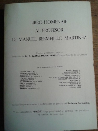 Portada del libro de LIBRO HOMENAJE AL PROFESOR D. MANUEL BERMEJILLO MARTÍNEZ