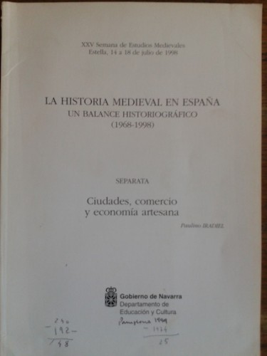 Portada del libro LA HISTORIA MEDIEVAL EN ESPAÑA. UN BALANCE HISTORIOGRÁFICO (1968-1998). Separata. CIUDADES, COMERCIO...