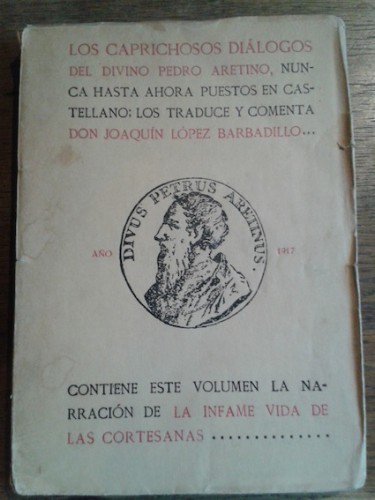 Portada del libro de LOS CAPRICHOSOS DIÁLOGOS DEL DIVINO PEDRO ARETINO. Volumen tercero. La infame vida de las cortesanas