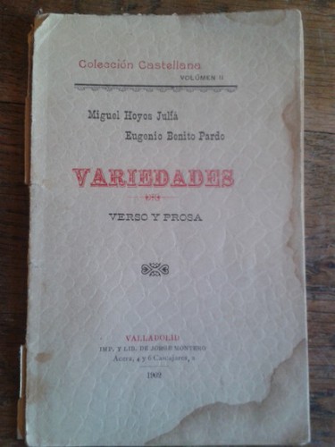 Portada del libro de VARIEDADES. VERSO Y PROSA. Colección Castellana Vol. II