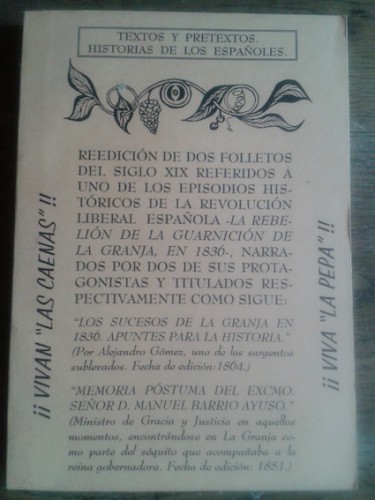 Portada del libro de Reedición de dos folletos del s. XIX unidos en un solo libro- referidos a uno de los episodios históricos...