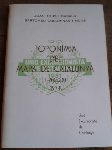 Portada del libro de TOPONIMIA DEL MAPA DE CATALUNYA 1:200.000 -1974