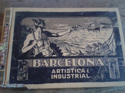 Portada del libro de BARCELONA ARTÍSTICA É INDUSTRIAL. 1907. Lujoso album de fotografías con un resúmen histórico de la ciudad