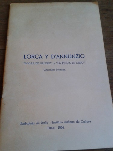 Portada del libro de LORCA Y D'ANNUNZIO. 
