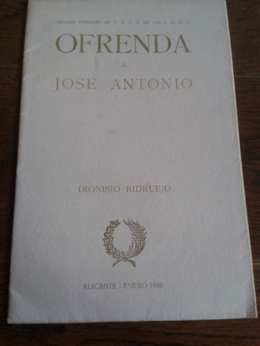 Portada del libro de OFRENDA A JOSÉ ANTONIO