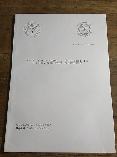 Portada del libro de SOBRE LA MARGINACIÓN DE LA CONSIDERACIÓN HISTÓRICA EN EL ESTUDIO DEL LENGUAJE