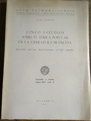Portada del libro de CINCO ESTUDIOS SOBRE EL HABLA POPULAR EN LA LITERATURA FRANCESA. Moliere, Balzac, Maupassant, Giono,...
