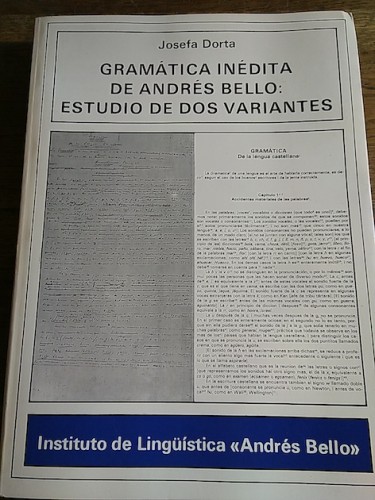 Portada del libro de GRAMÁTICA INÉDITA DE ANDRÉS BELLO: ESTUDIO DE DOS VARIANTES