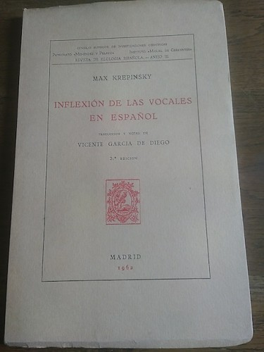 Portada del libro de INFLEXIÓN DE LAS VOCALES EN ESPAÑOL