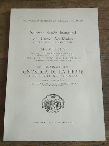 Portada del libro de GNÓSTICA DE LA FIEBRE. FIEBRE DE ORIGEN DESCONOCIDO