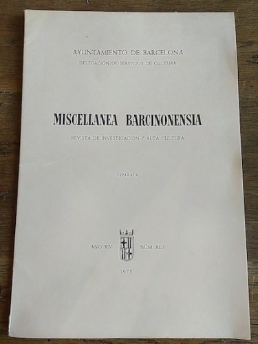 Portada del libro de MISCELLANEA BARCINONENSIA. Sobre 