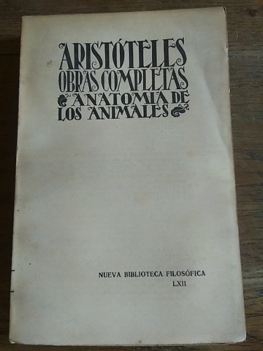 Portada del libro de OBRAS COMPLETAS. ANATOMÍA DE LOS ANIMALES. Tomo X
