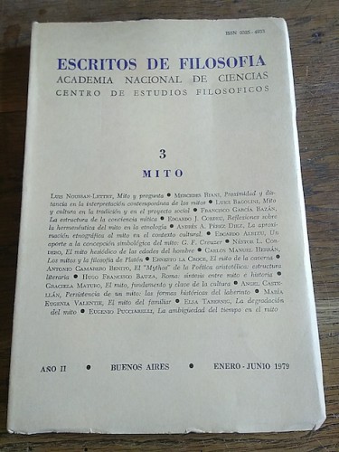 Portada del libro de ESCRITOS DE FILOSOFÍA 3. MITO. 