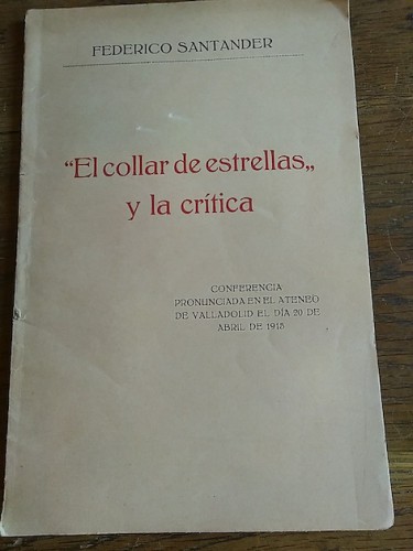 Portada del libro de EL COLLAR DE ESTRELLAS Y LA CRÍTICA. Conferencia pronunciada en el Ateneo de Valaldolid el día 20 de...