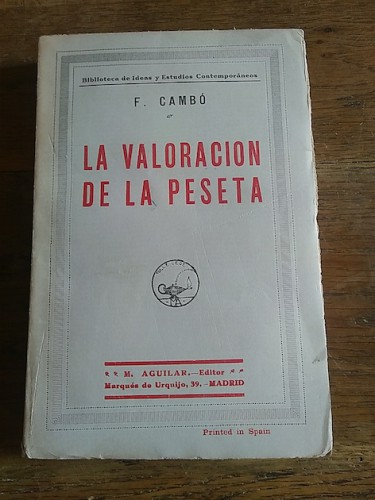 Portada del libro de VALORACIÓN DE LA PESETA