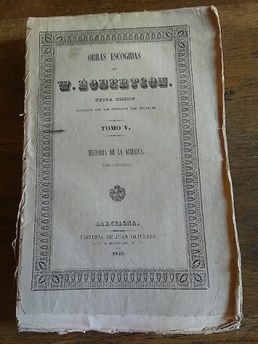 Portada del libro de HISTORIA DE LA AMÉRICA. Tomo primero. Tomo V de las obras escogidas de