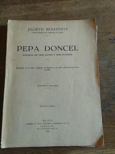 Portada del libro de PEPA DONCEL. Comedia en tres actos y dos cuadros