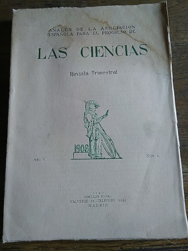 Portada del libro LAS CIENCIAS. Revista Trimestral. 1940. Año V. Núm. 1