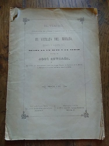 Portada del libro de EL RETRATO DEL MUERTO (episodio de la guerra civil). Drama en un acto y un verso