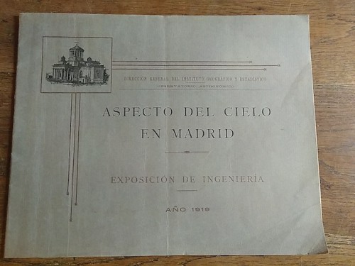 Portada del libro de ASPECTO DEL CIELO EN MADRID. Exposición de ingeniería. Año 1919