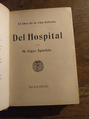 Portada del libro de El libro de la vida doliente. DEL HOSPITAL