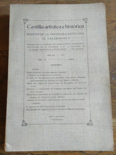 Portada del libro de CASTILLA ARTÍSTICA E HISTÓRICA. BOLETÍN DE LA SOCIEDAD CASTELLANA DE EXCURSIONES. Núm. 172, Abril. Año...