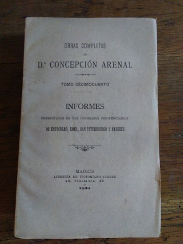 Portada del libro de INFORMES presentados en los congresos penitenciarios de Estocolmo, Roma, San Petersburgo y Amberes