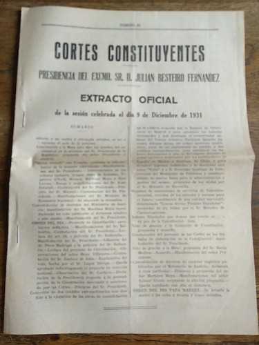 Portada del libro de EXTRACTO OFICIAL. CORTES CONSTITUYENTES. PRESIDENCIA DEL EXCMO. SR. D. JULIÁN BESTEIRO FERNÁNDEZ. Sesión...
