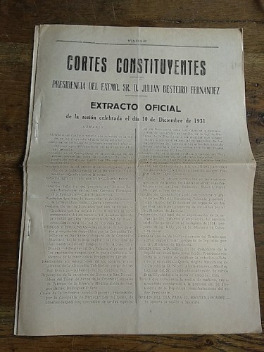 Portada del libro de EXTRACTO OFICIAL. CORTES CONSTITUYENTES. PRESIDENCIA DEL EXCMO. SR. D. JULIÁN BESTEIRO FERNÁNDEZ. Sesión...