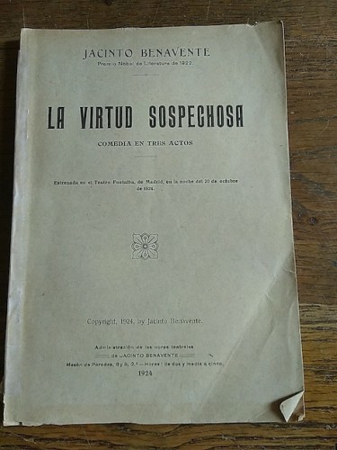 Portada del libro de LA VIRTUD SOSPECHOSA. Comedia en tres actos