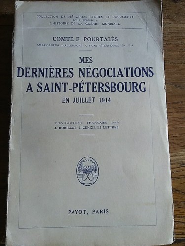 Portada del libro MES DERNIÈRES NÉGOCIATIONS A SAINT-PÉTERBOURG EN JUILLET 1914