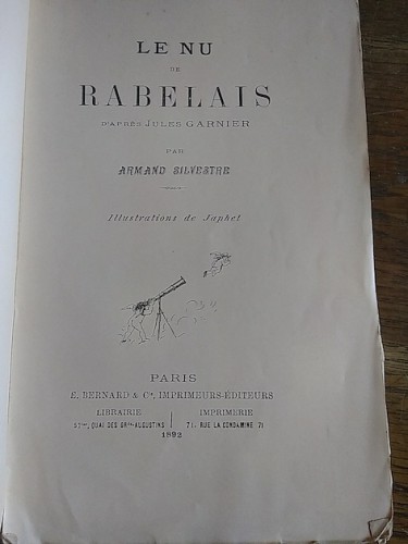 Portada del libro LE NU DE RABELAIS d'après Jules Garnier