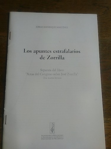 Portada del libro de LOS APUNTES ESTRAFALARIOS DE ZORRILLA. Separata del libro 