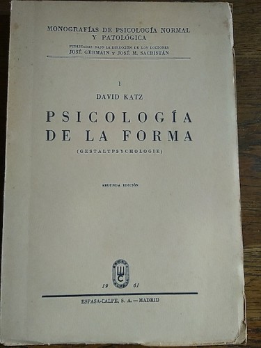 Portada del libro de PSICOLOGÍA DE LA FORMA. (Gestaltpsychologie)