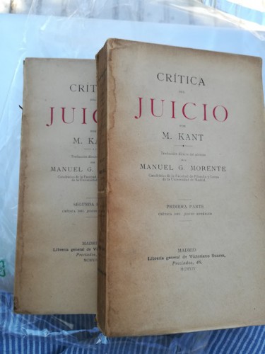 Portada del libro de CRÍTICA DEL JUICIO. 2 Tomos. Primera parte: Crítica del Juicio Estético. Segunda parte: Cítica del Juicio...