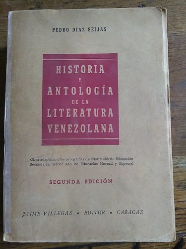 Portada del libro HISTORIA Y ANTOLOGÍA DE LA LITERATURA VENEZOLANA