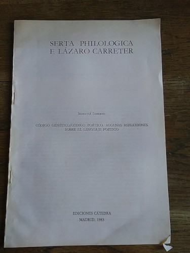 Portada del libro de CÓDIGO GENÉTICO / CÓDIGO POÉTICO. ALGUNAS REFLEXIONES SOBRE EL LENGUAJE POÉTICO