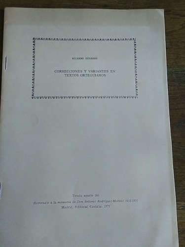 Portada del libro de CORRECCIONES Y VARIANTES EN TEXTOS ORTEGUIANOS