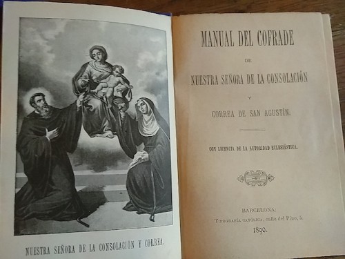 Portada del libro de MANUAL del Cofrade de Nuestra Señora de la Consolación y Correa de San Agustín.