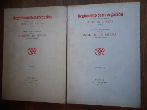 Portada del libro de REGIMIENTO DE NAVEGACIÓN (2 tomos). I. Transcripción / II. Original