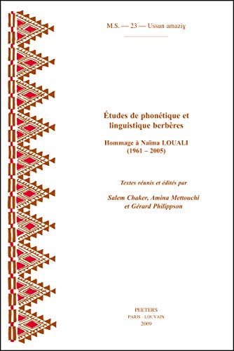 Portada del libro de Etudes de phonetique et linguistique berberes. Hommage a Naima Louali (1961-2005)