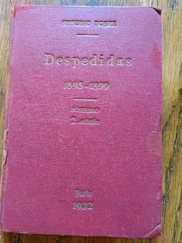 Portada del libro de DESPEDIDAS 1895-1899. Postumo 2a. ediçao