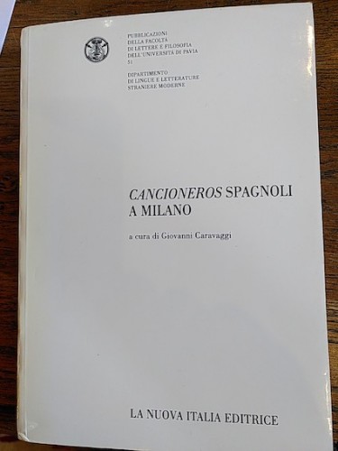 Portada del libro de Cancioneros spagnoli a Milano